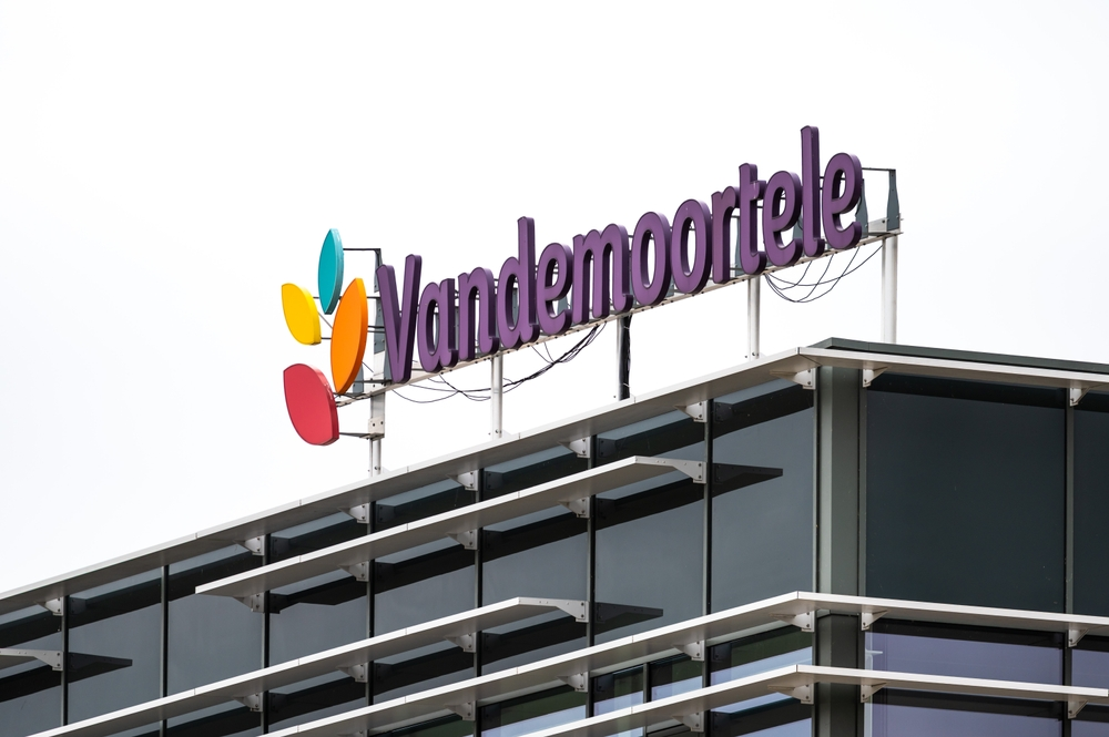 Vandemoortele headquarters signage against an open sky